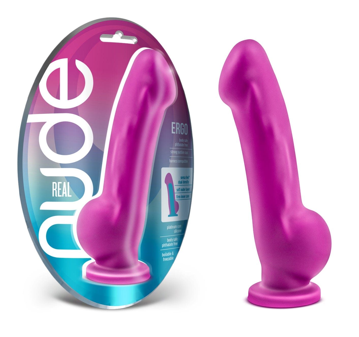 Real Nude Ergo Violet Dual Density Silicone 20cm Dildo - Boilable & Freezable