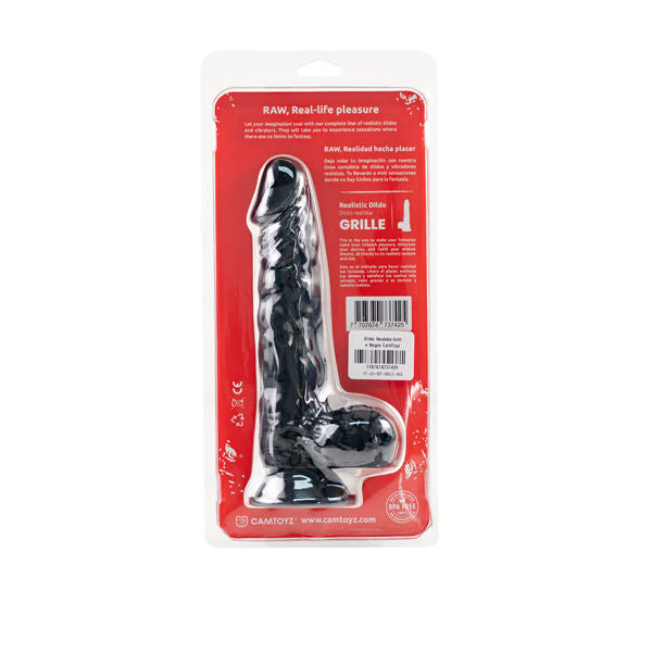 Camtoyz Realistic Black Silicone 8 Inch Dildo with Suction Cup and Balls – Flexible Silicone Dildo