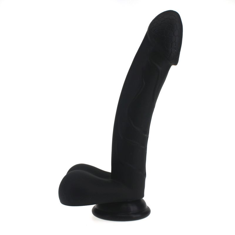 Realistic 19cm Cock W Balls Black - Lifelike Silicone Dildo