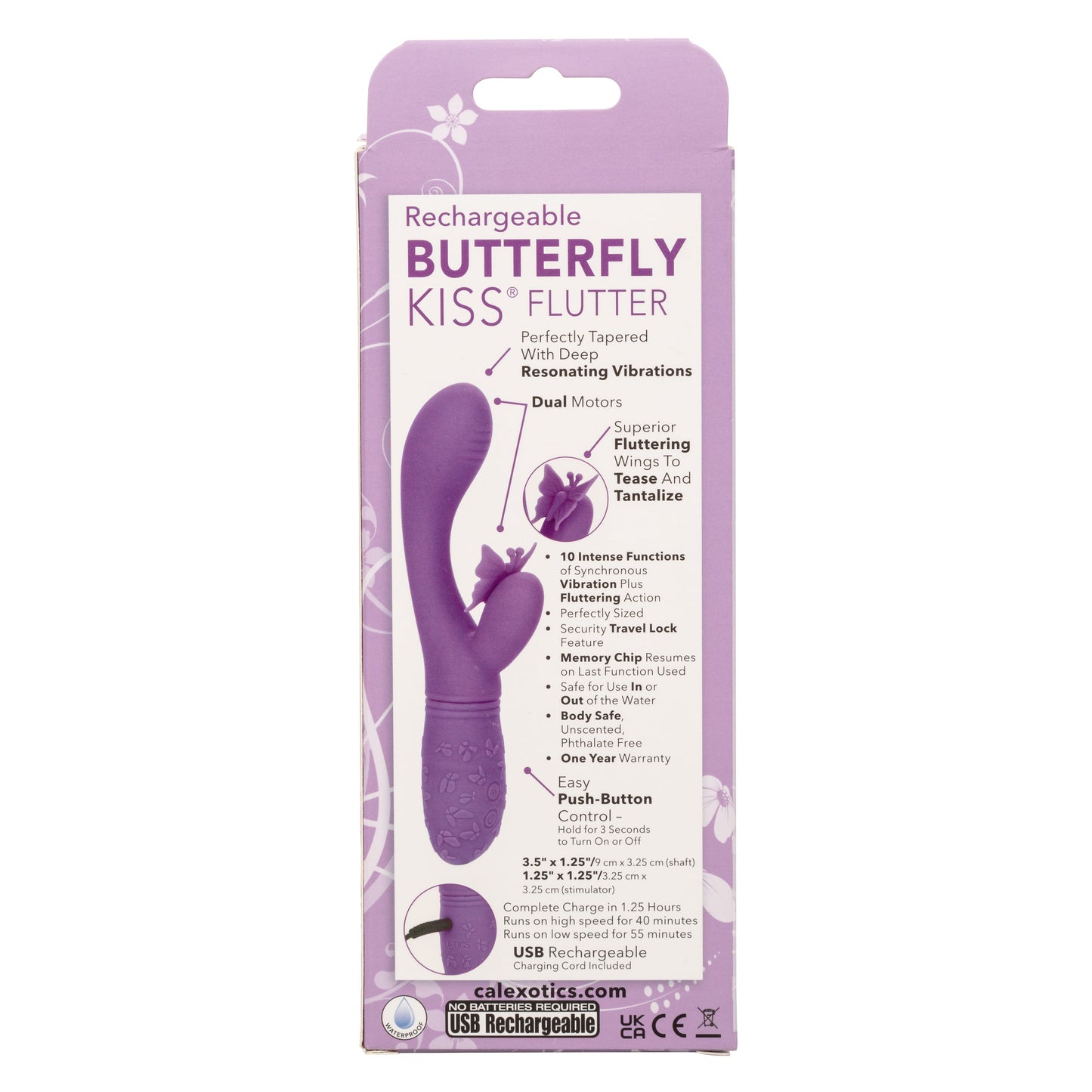 Butterfly Kiss Purple Silicone Vibrator with Motors