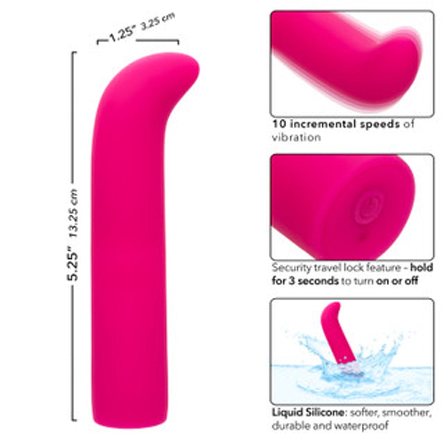 Classic Chic Mini G Liquid Silicone Pink Vibrating Massager