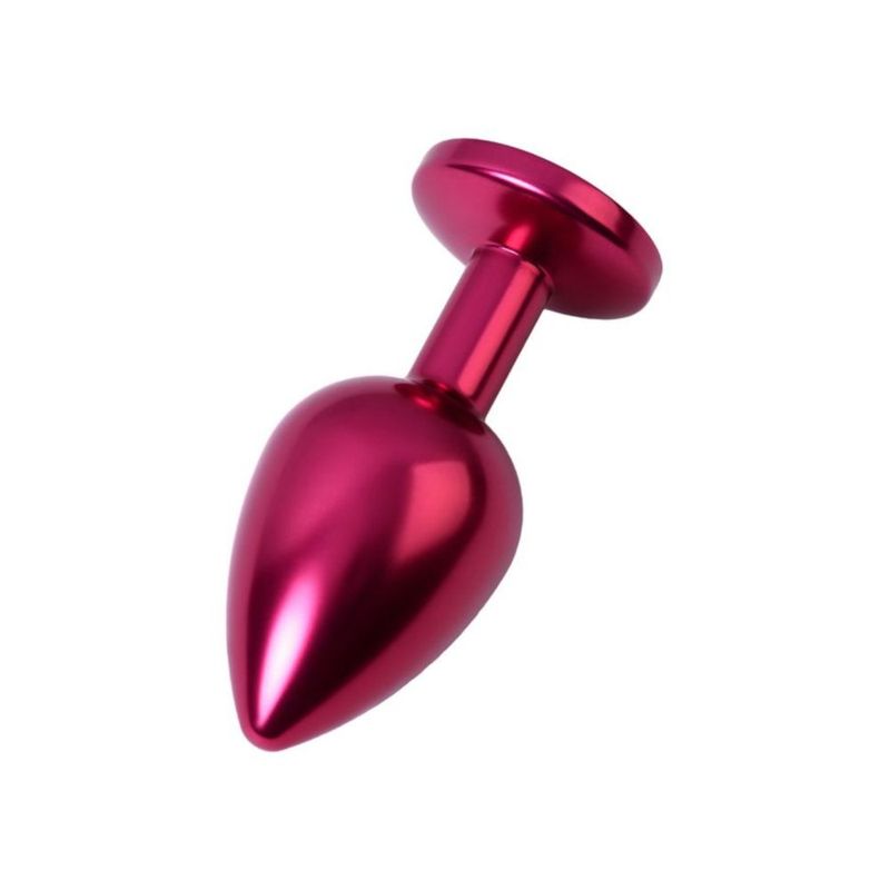 Red Metal Anal Plug with Black Crystal Medium