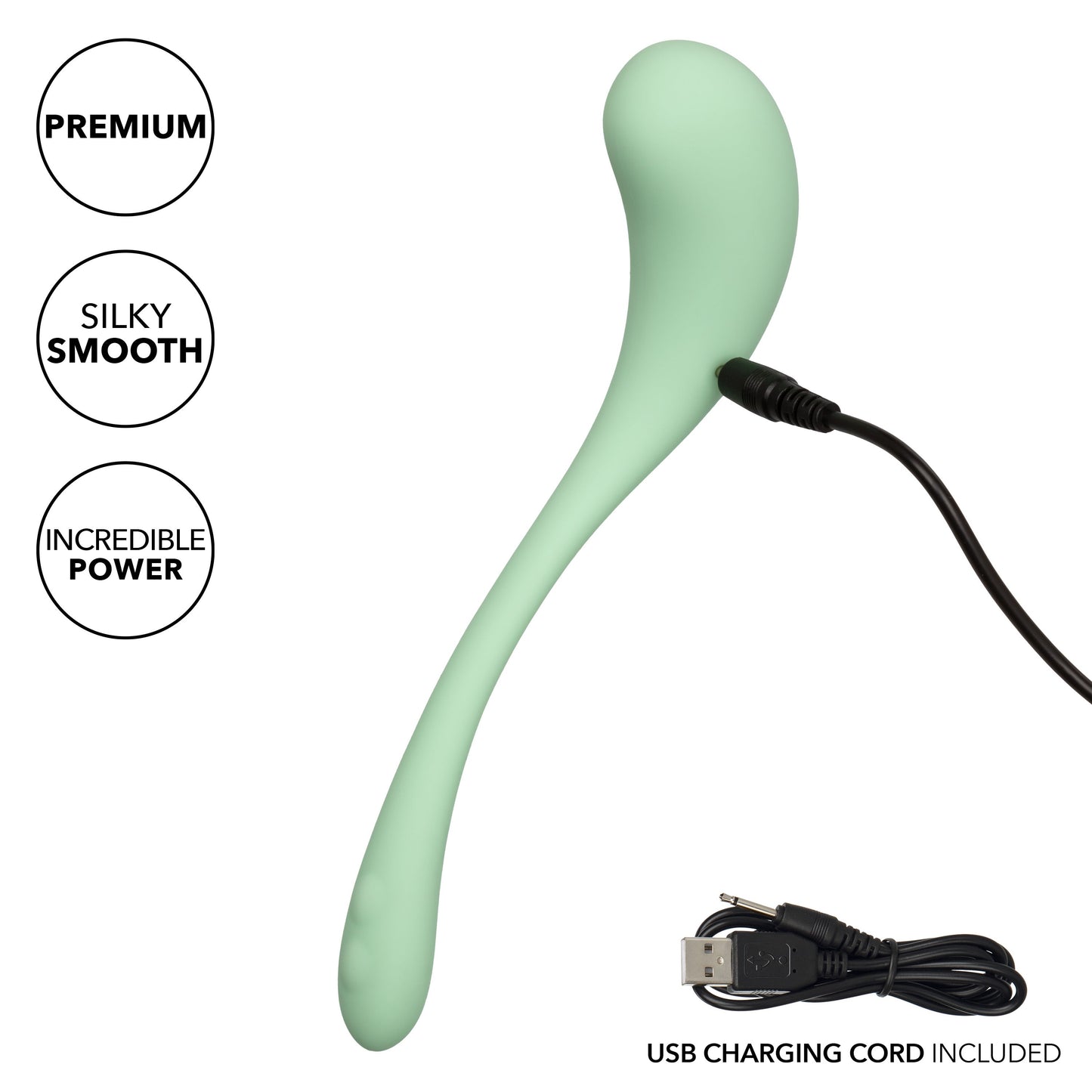 Elle Liquid Silicone Wand Vibrator in Mint Green with 10 Vibration Functions and Rechargeable