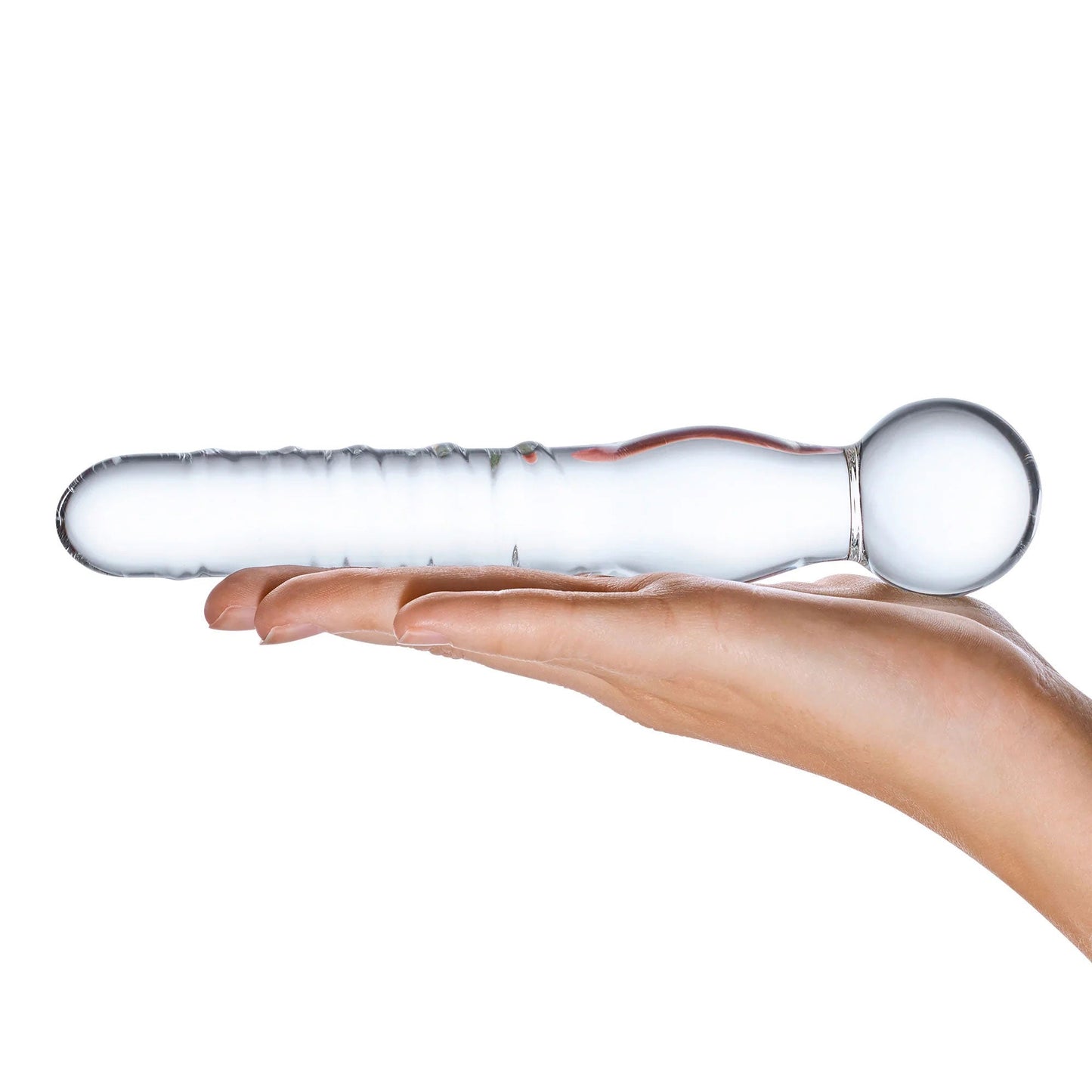Glas 8 Inch Joystick Clear Glass Dildo Spiral and Bulbous Ends Hypoallergenic Sex Toy