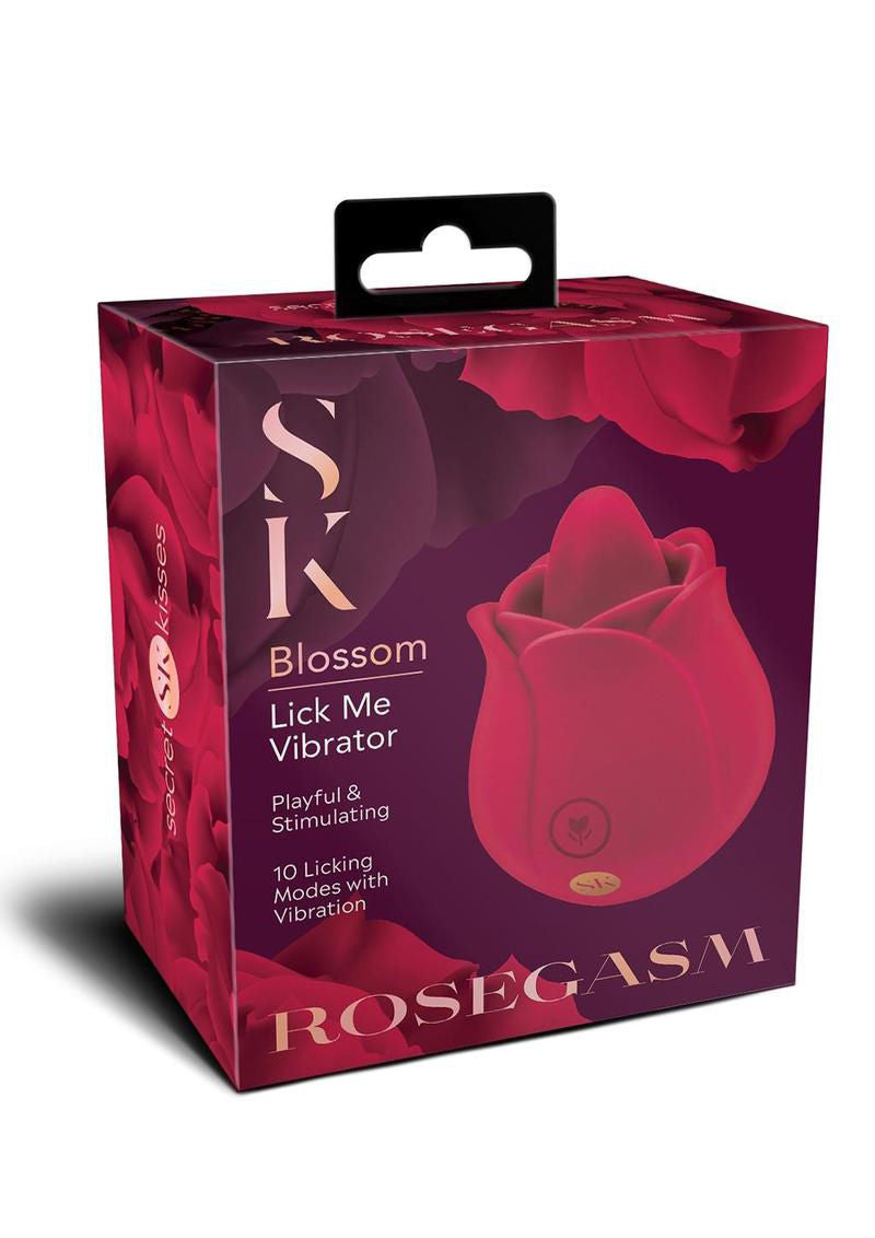 Rose Blossom Licker Tongue Vibrator with 10 Modes Red Silicone