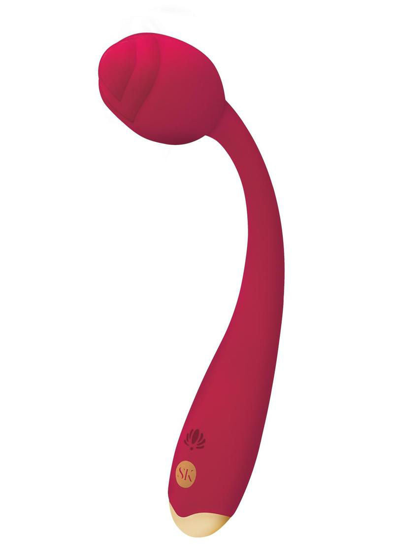 Rosegasm Long Stem Flexible G-Spot Vibrator with Rosebud Design in Red