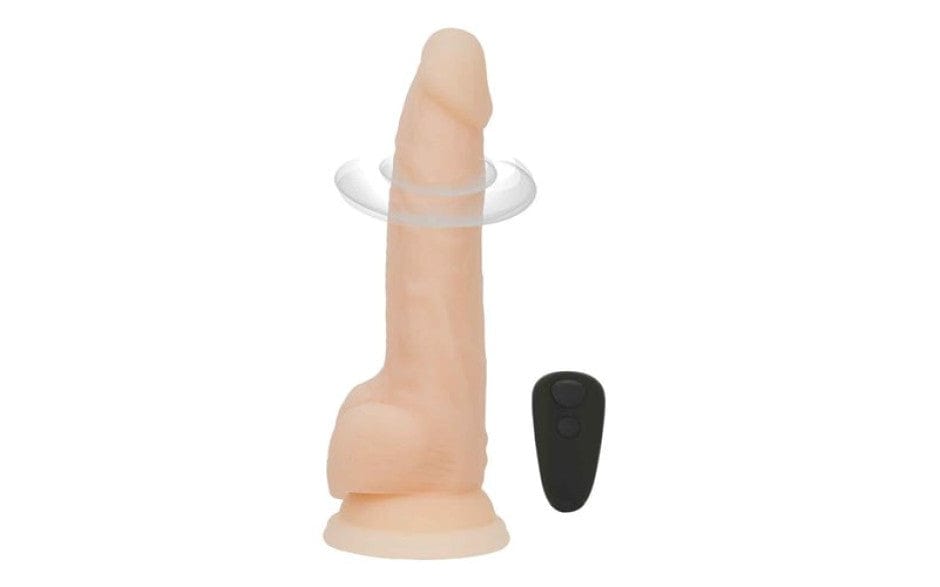 Rotating 8 Inch Vibrating Dildo with Remote in Vanilla
