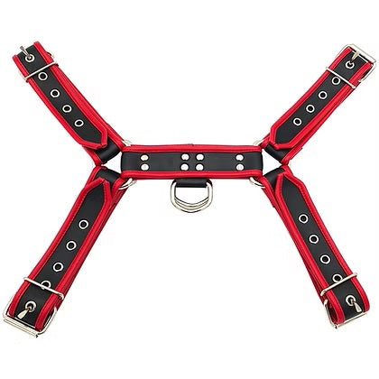Rouge Front Harness Black with Red Piping PVC Size L XL