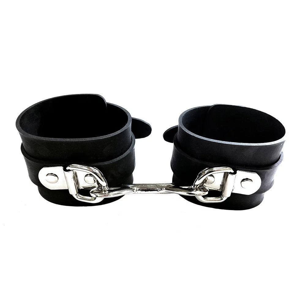 Rouge Garments Black Rubber Ankle Cuffs – Sleek Bondage Cuffs