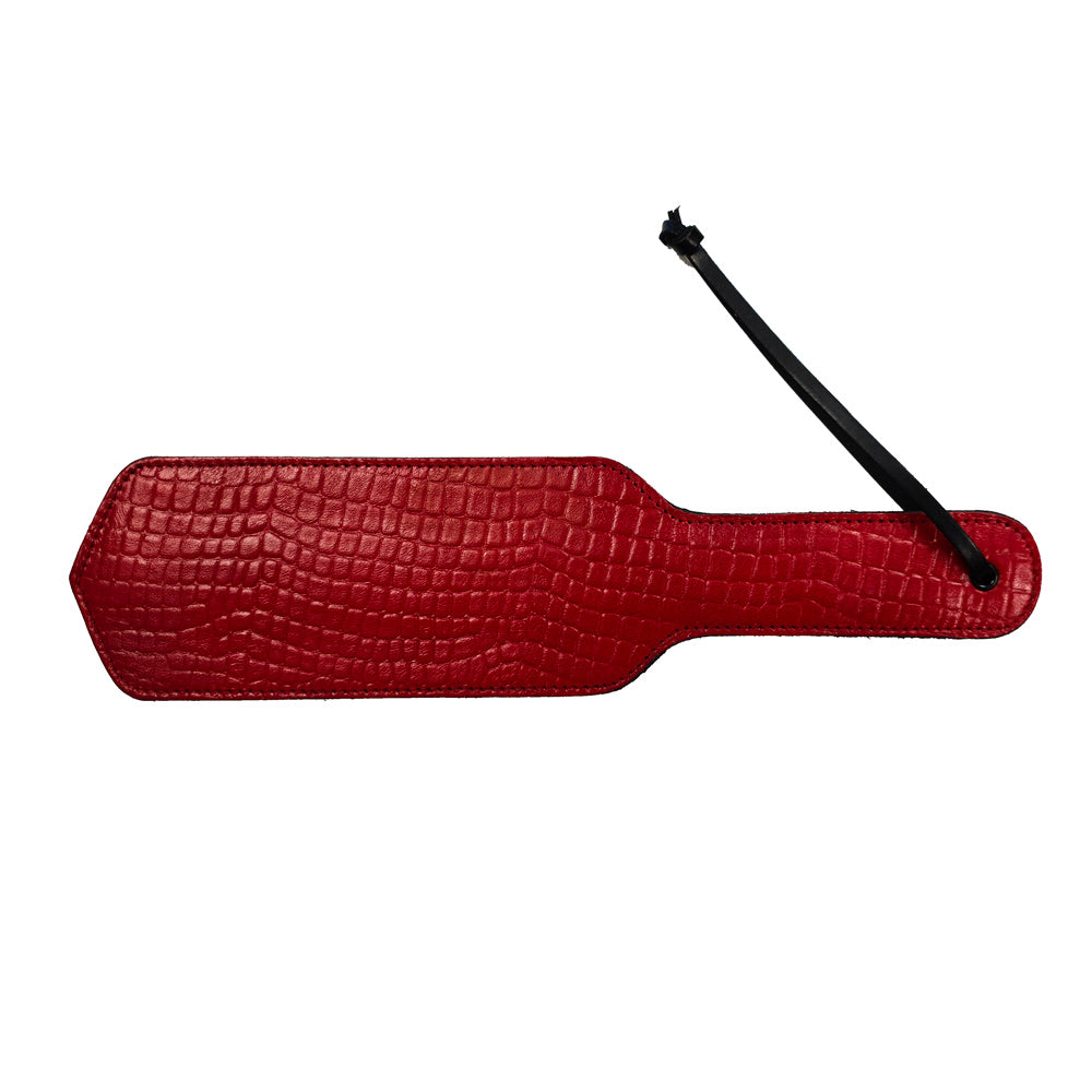 Rouge Garments Leather Croc Print Paddle Burgundy Black