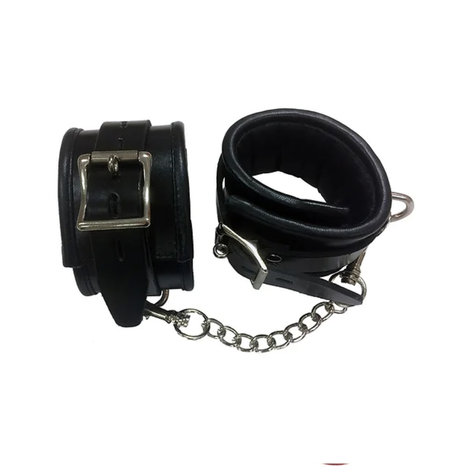 Rouge Leather Ankle Cuffs in Black