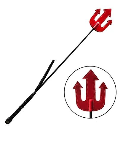 Rouge Leather Devil's Riding Crop in Red