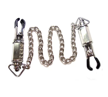 Rouge Stainless Steel Adjustable Nipple Clamps with Chain – Weighted Nipple Clamps