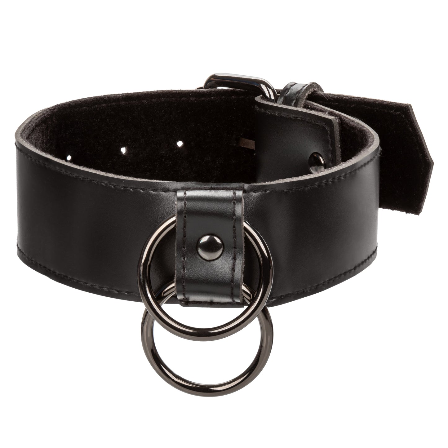 Euphoria Collection Collar With Chain Leash Black Velvet and Vegan Leather