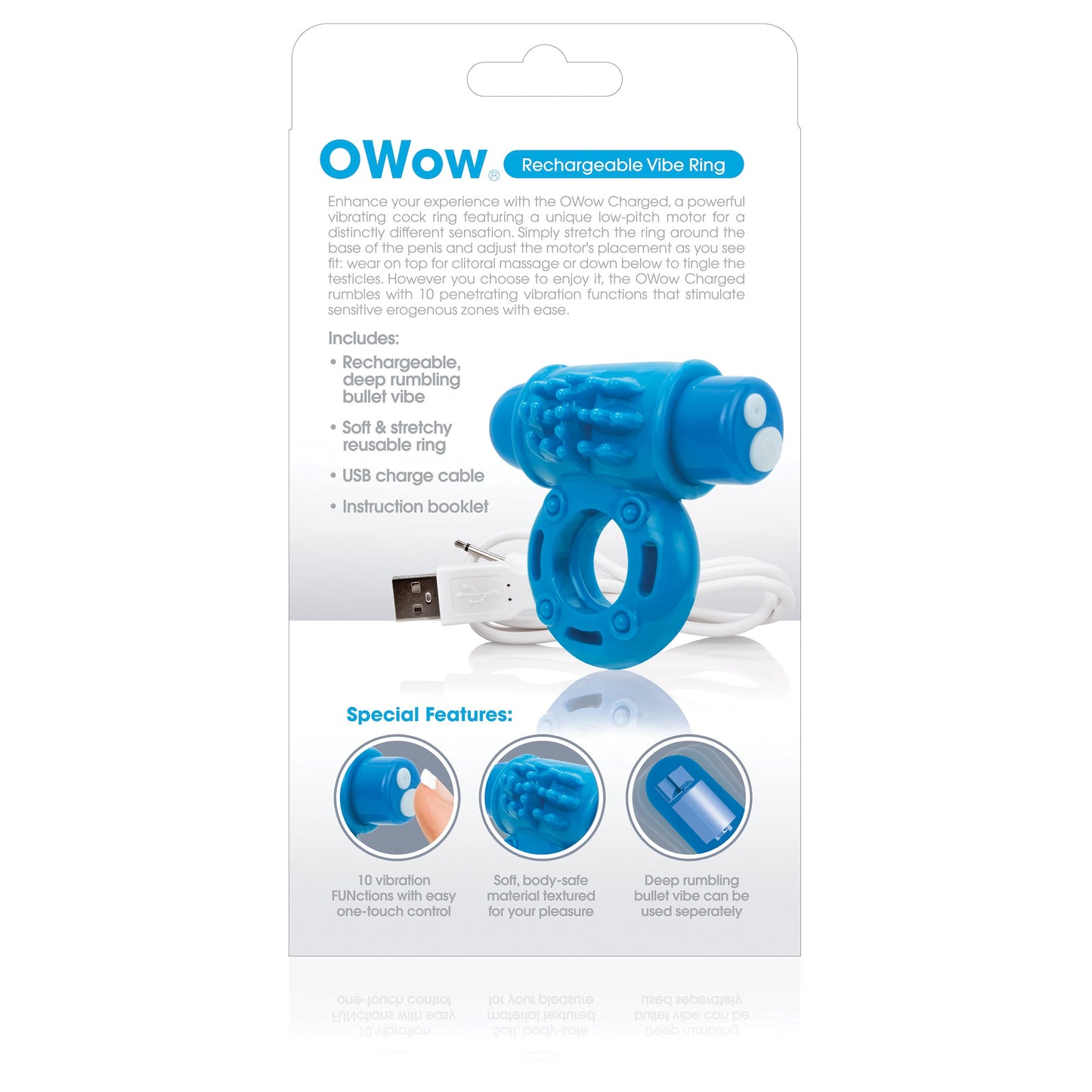 O Wow Ring – Rechargeable Vibrating Cock Ring with 10 Vibration Functions