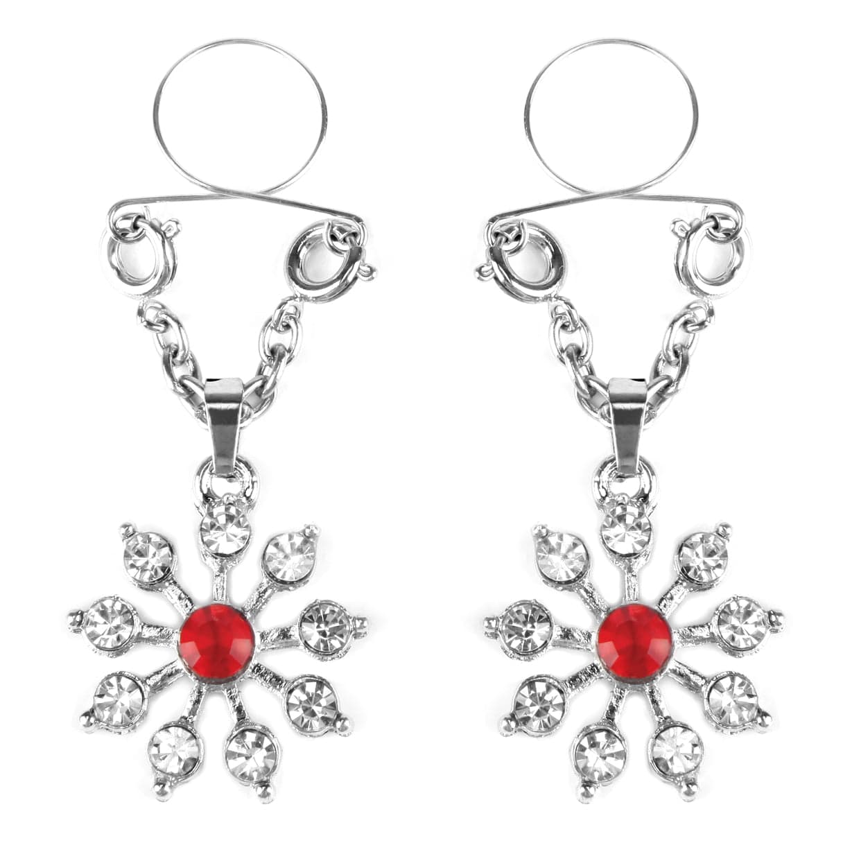 Ruby and Diamond Star Nipple Jewellery with Adjustable Rings