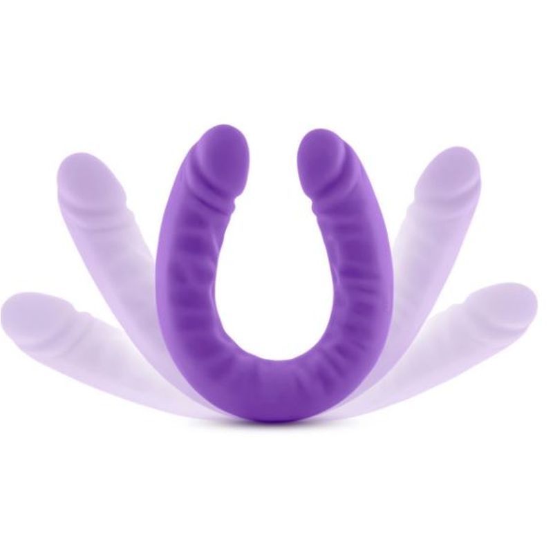 Ruse Silicone Slim 18in Purple Double Dong Dildo 1.5in Wide