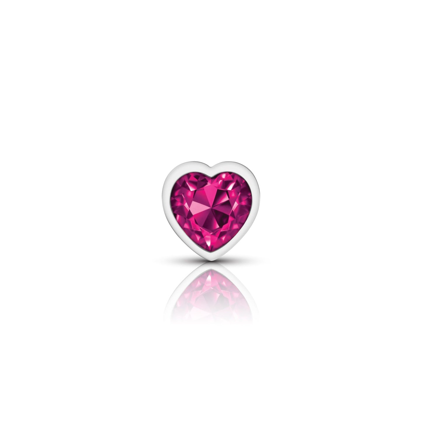 Cheeky Charms Silver Metal Butt Plug with Heart Pink Jewel Small