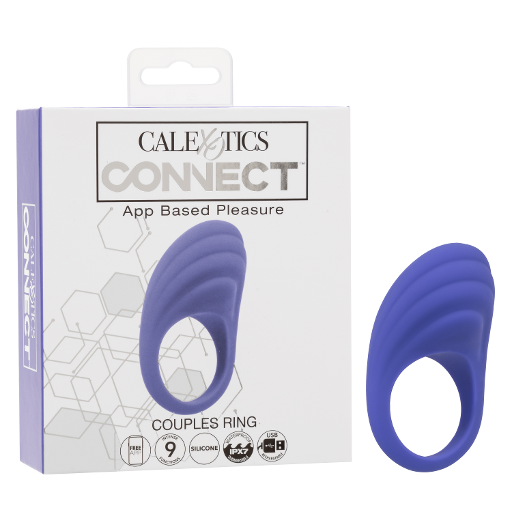 CalExotics Connect Couples Ring Blue Silicone App Controlled Waterproof Size Medium