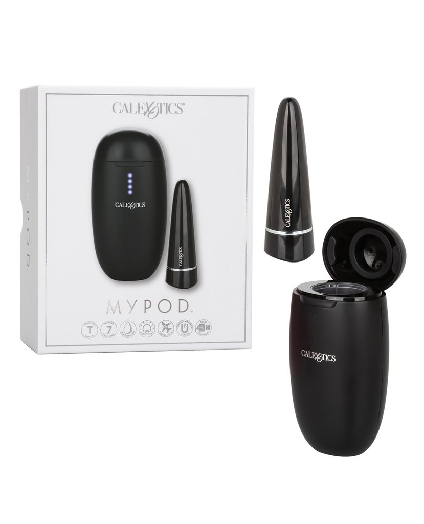 My Pod Black Waterproof Vibrator with Wireless Magnetic Charging and UV Sanitizing Case
