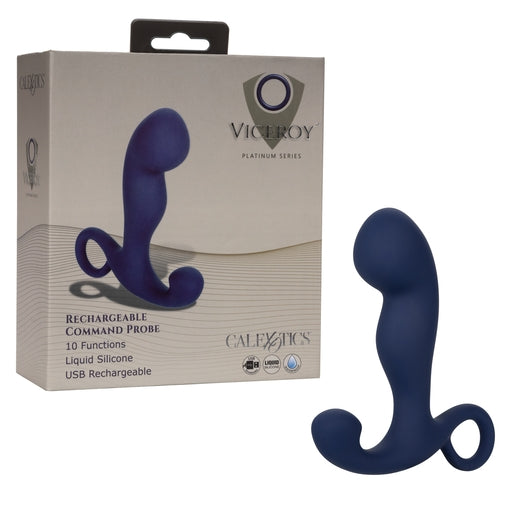 Viceroy Command Probe Blue Liquid Silicone with 10 Vibration Functions