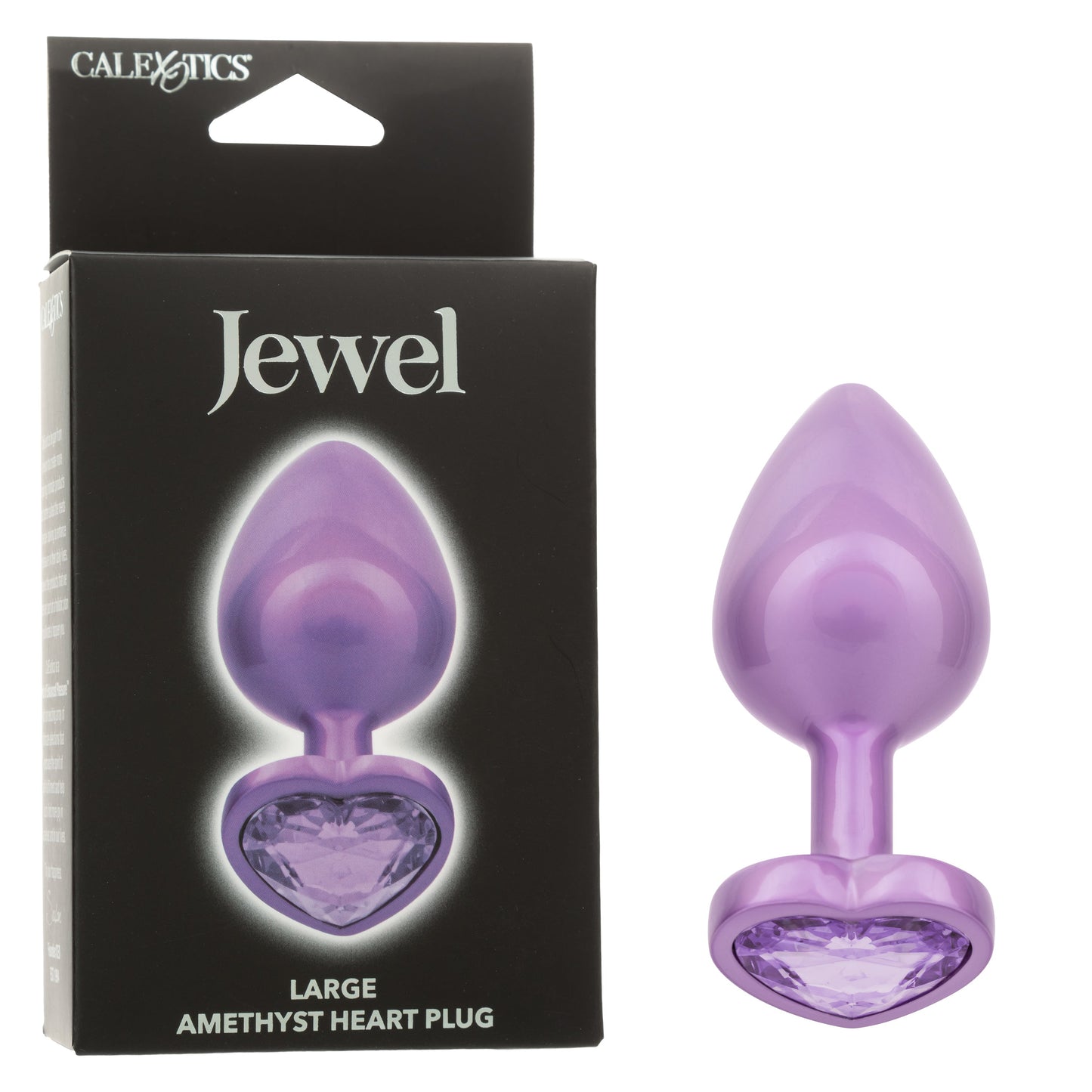 Jewel Large Amethyst Heart Plug with Iridescent Finish and Sparkling Gem Accent