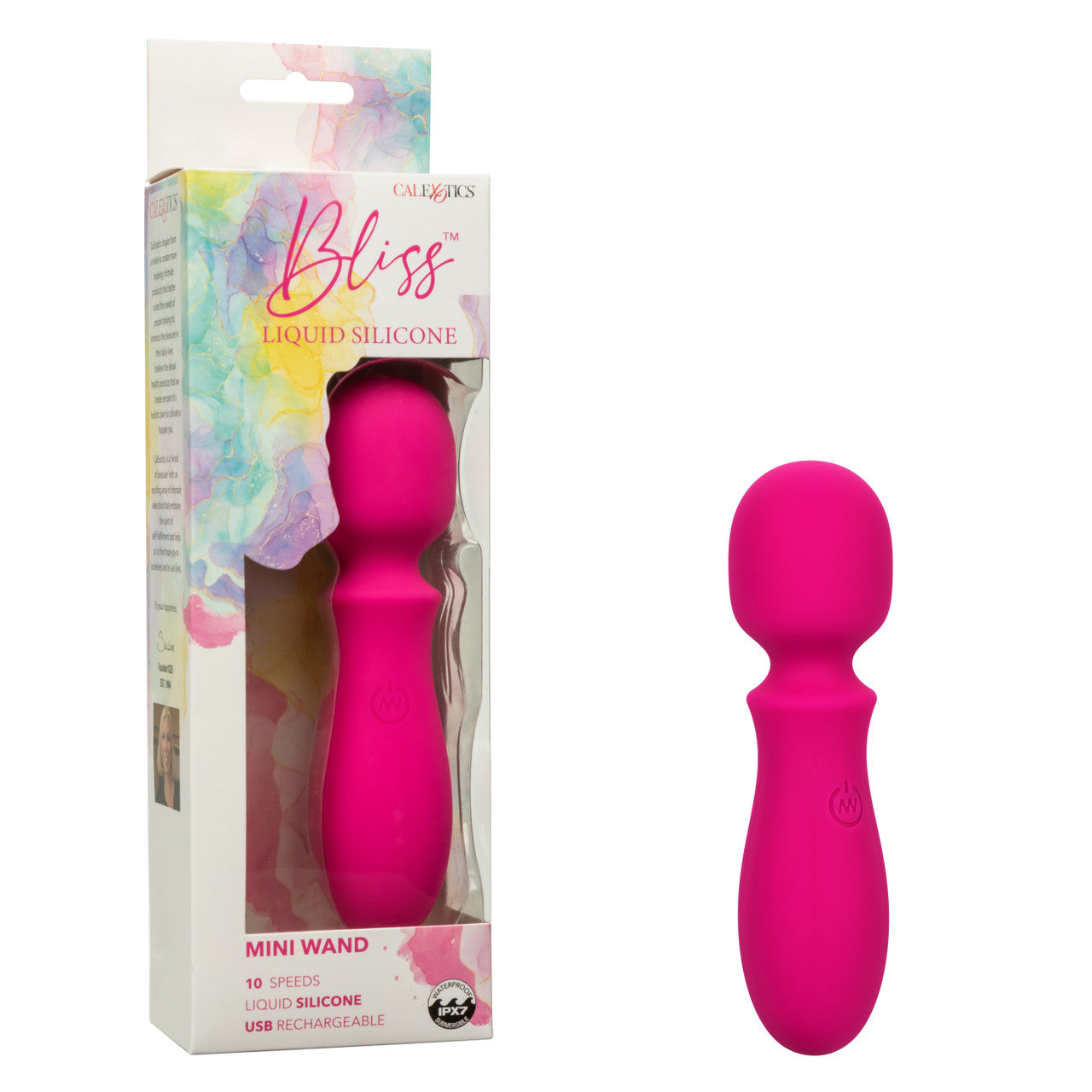 Bliss Liquid Silicone Mini Wand Pink Waterproof 10 Speeds Compact Size