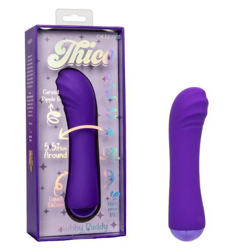 Thicc Chubby Buddy Purple 5.5 Inch Curved Ripple G-Spot Massager with 10 Speeds Waterproof Rechargeable