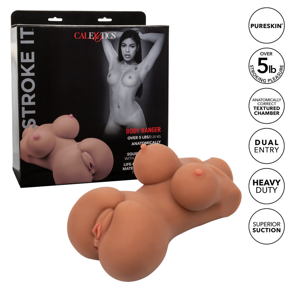 Stroke It Body Banger Male Masturbator Real Flesh Brown