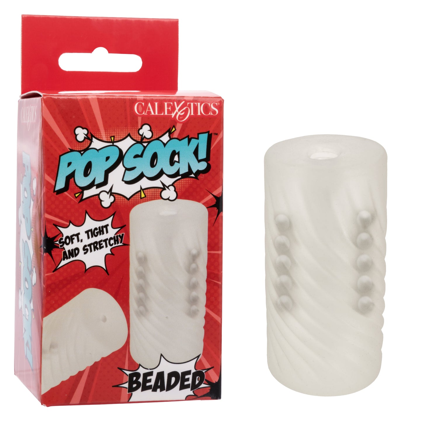 Pop Sock Beaded Clear Soft Tight and Stretchy Textured Stroker