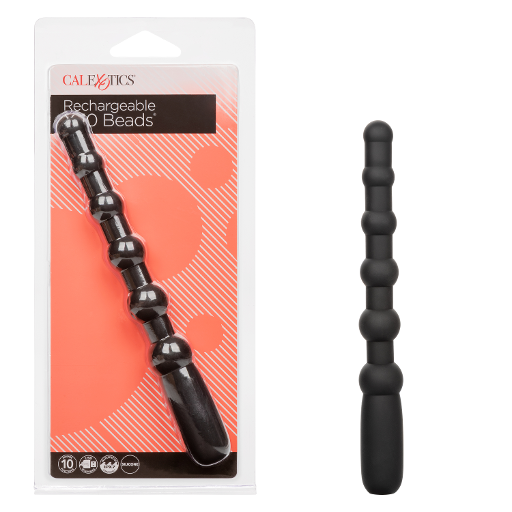 X-10 Beads Black Silicone Flexible Vibrating Probe with 10 Functions and Charging