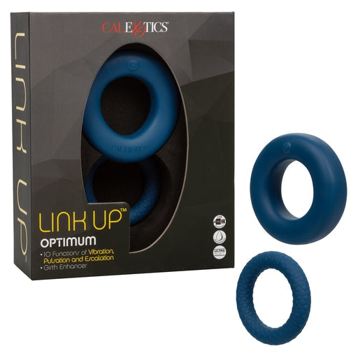 Link Up Optimum Blue Dual-Density Silicone Vibrating Enhancer and Ultra-Soft Textured Support Ring