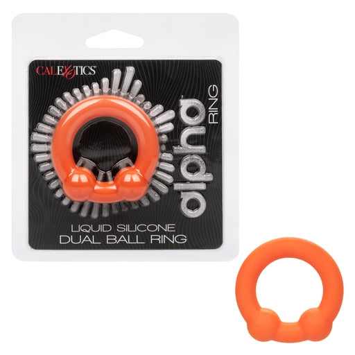 Alpha Liquid Silicone Dual Ball Ring Orange Ultra Stretchy Enhancer Ring