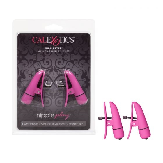 Nipple Play Nipplettes Vibrating Adjustable Nipple Clamps Pink 2.75 Inch Waterproof