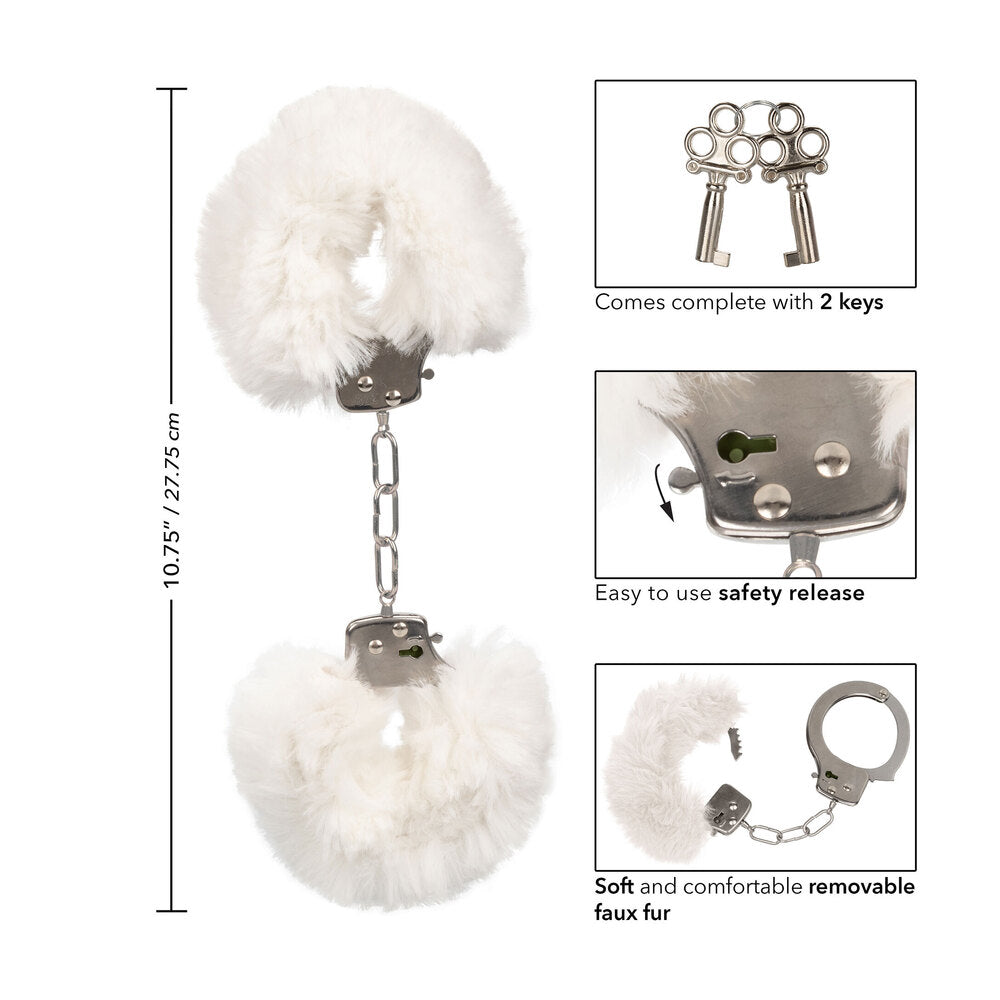Ultra Fluffy White Furry Cuffs – Soft Bondage Handcuffs
