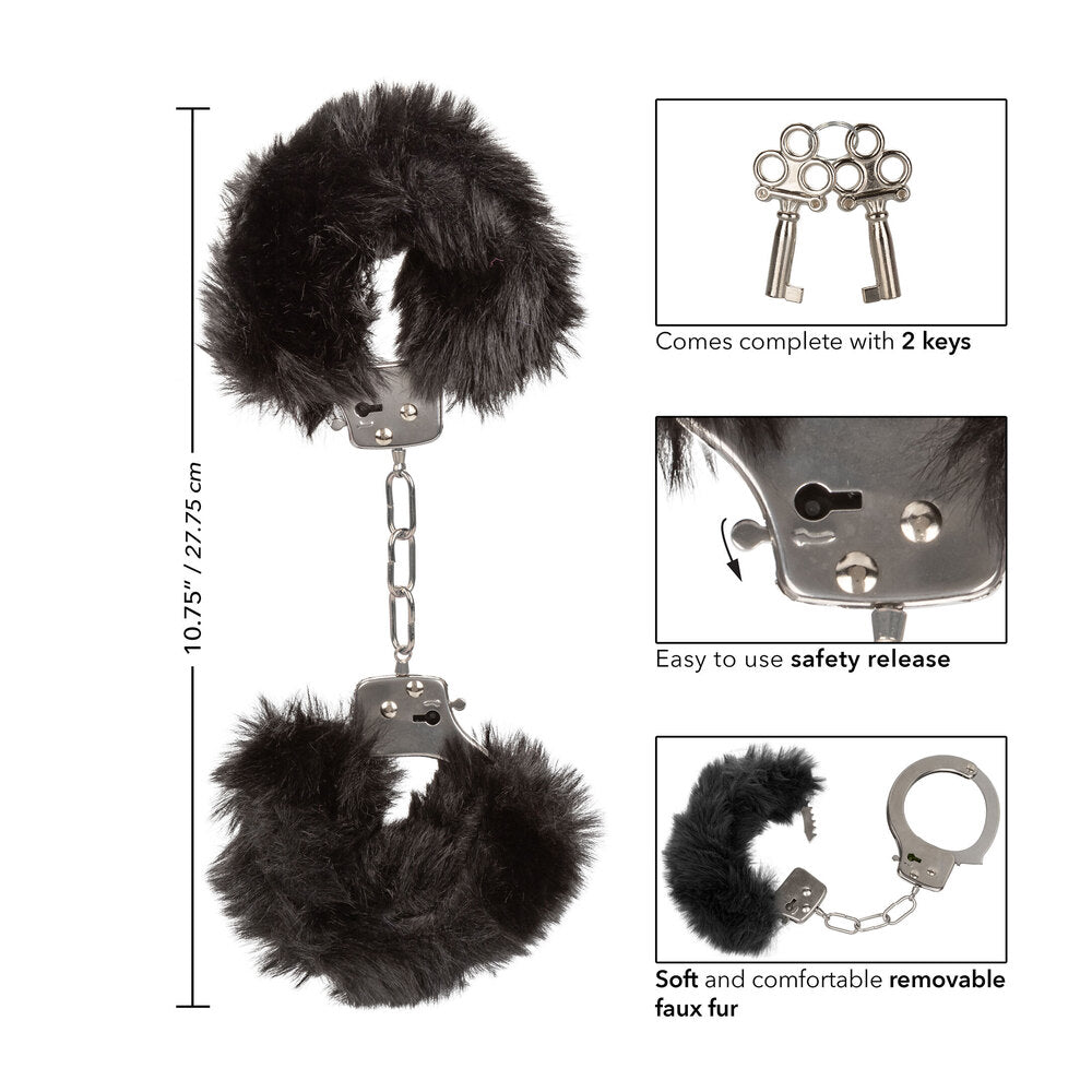 Ultra Fluffy Black Furry Bondage Cuffs