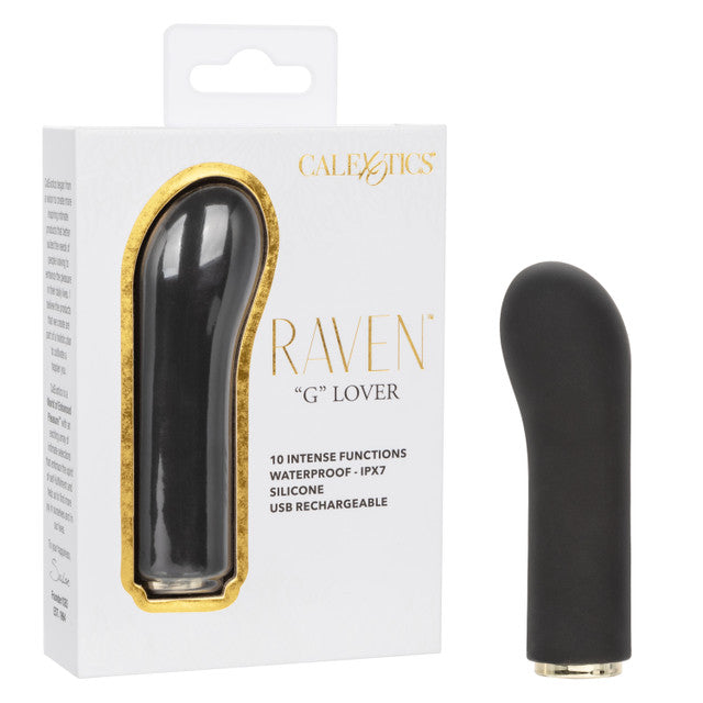 Raven™ “G” Lover Black Silicone Mini Massager with 10 Intense Functions Waterproof IPX7