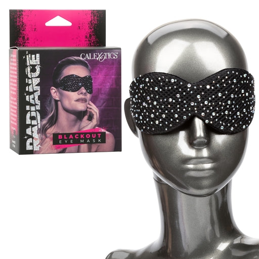 Radiance Blackout Eye Mask with Black Rhinestones and Plush Lining