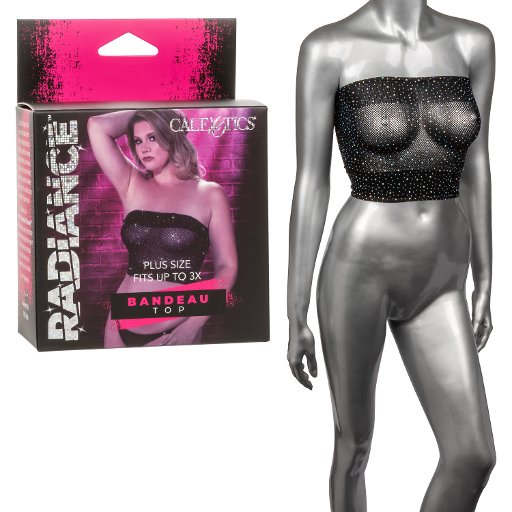 Radiance Plus Size Black Rhinestone Bandeau Top Fits Up to 3X