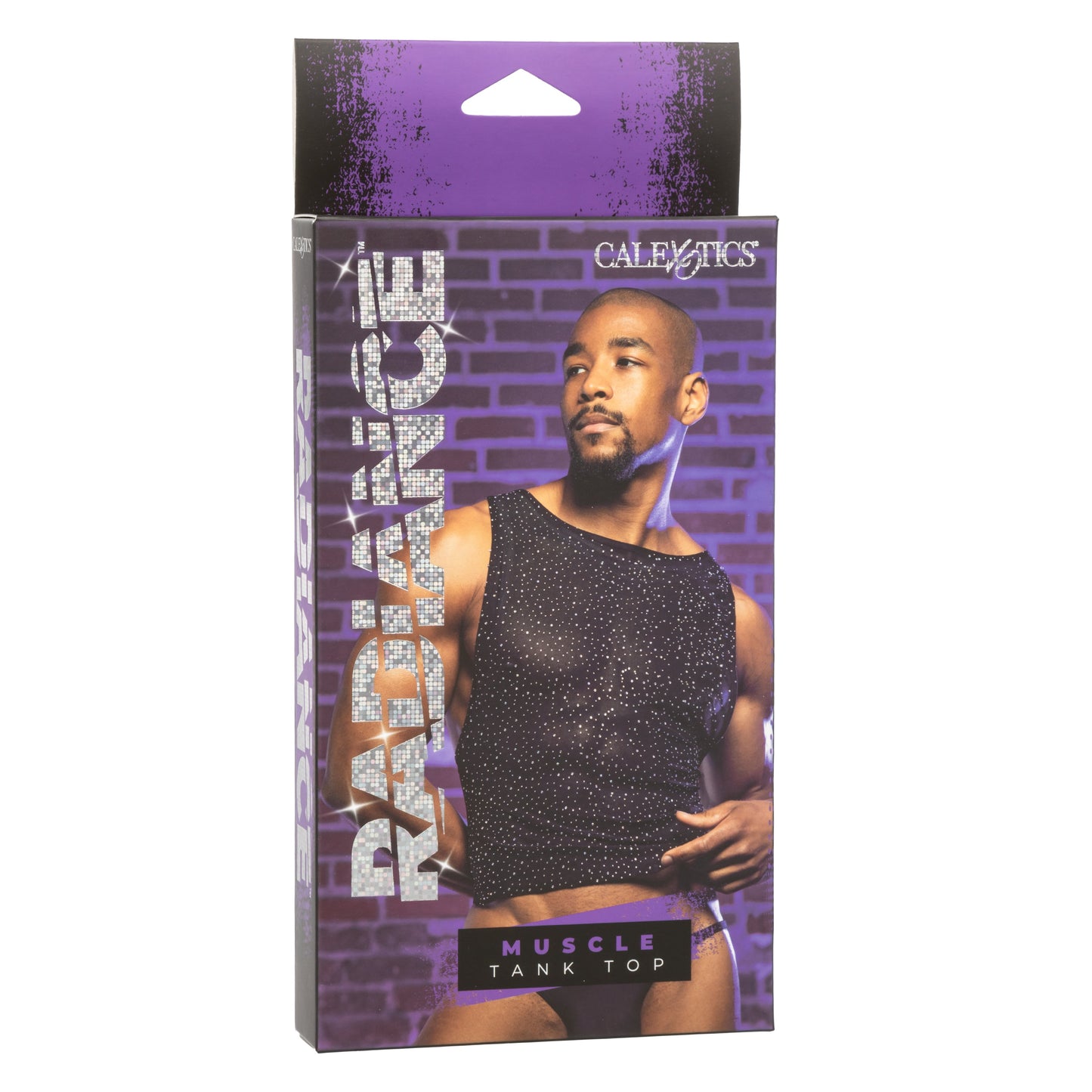 Radiance™ Black Sheer Mesh Muscle Tank Top with Iridescent Rhinestones