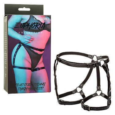 Euphoria Collection Plus Size Black Riding Style Thigh Harness with Velvet Interior