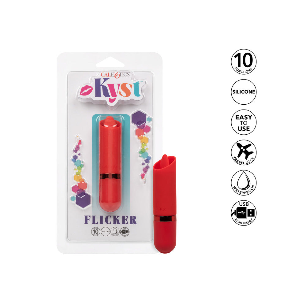 Kyst Flicker Mini (Pink) – Waterproof Mini Massager with Flickering Tongue Tip and 10 Vibration Functions