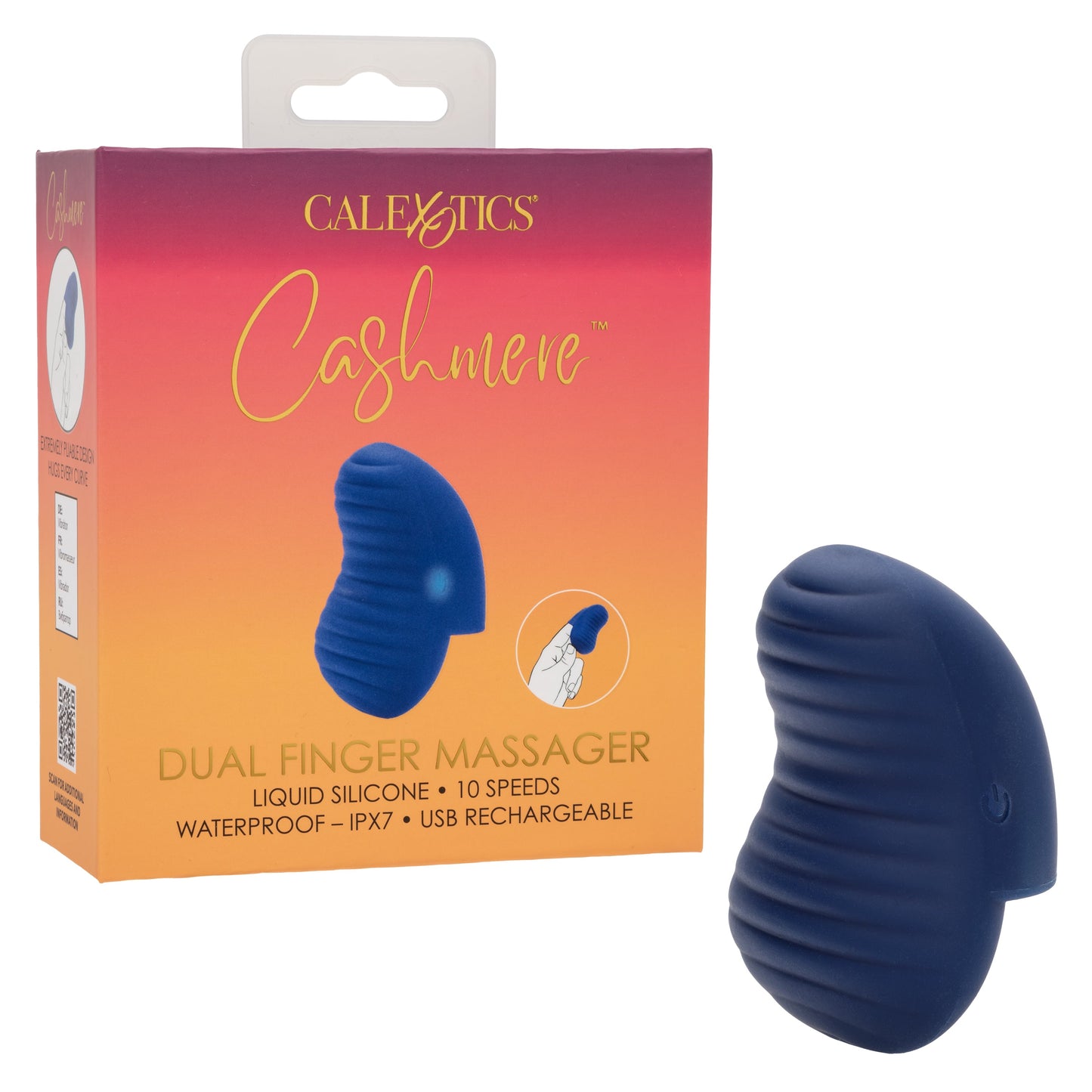 Cashmere Dual Finger Massager - Velvety Silicone Device with 10 Speeds and Waterproof Design