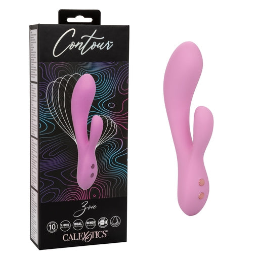 Contour Zoie Pink Flexible Dual Massager with 10 Vibration Functions and Silicone Design