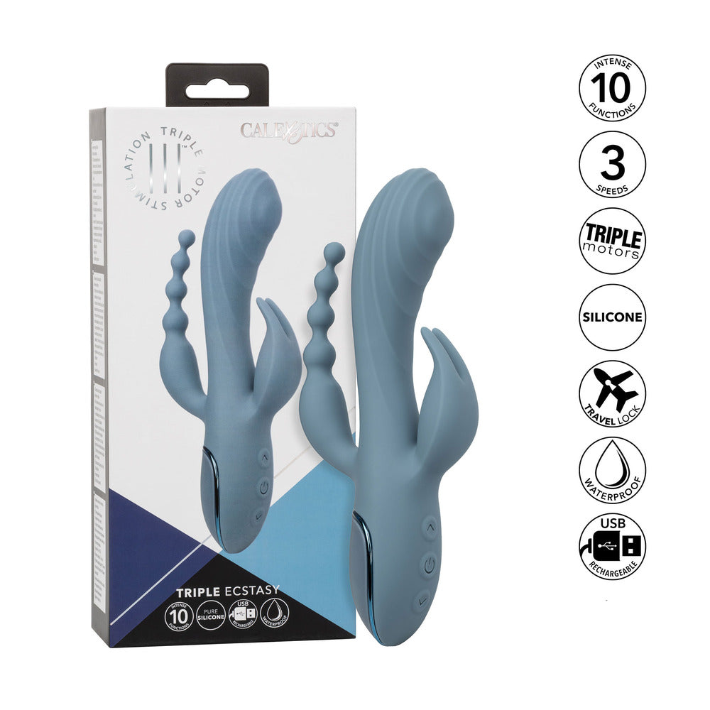 Triple Motor Vibrator Massager With Beaded Tail