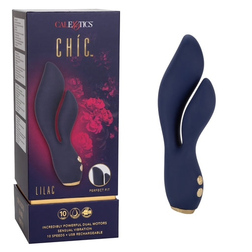 Chic Lilac Silicone Dual Motor Vibrator with Gold Accents – 10 Vibration Speeds, Rechargeable, Waterproof, Flexible Design