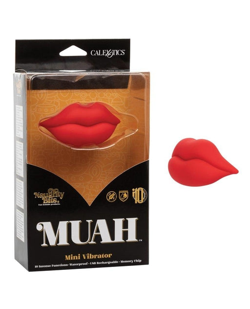 Naughty Bits MUAH Mini Red Lip-Shaped Silicone Vibrator 3.25 Inches Waterproof