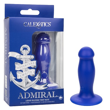 Admiral Liquid Silicone First Mate Blue Firm and Flexible Vibrating Probe with Suction Cup Base