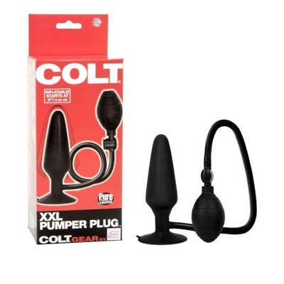 Colt XXL Pumper Plug Black Silicone Inflatable Anal Plug with Squeeze Bulb and Quick Release Valve