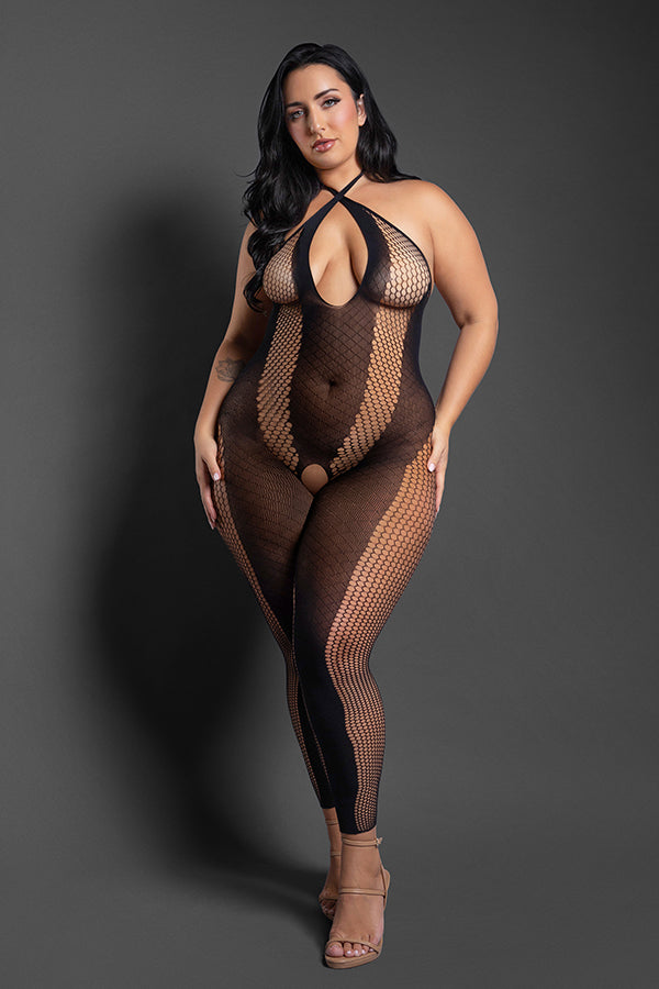 Make Your Move Footless Open Crotch Bodystocking (Black) – Bodystocking